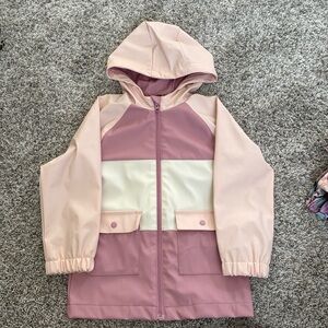 Pink Color block raincoat